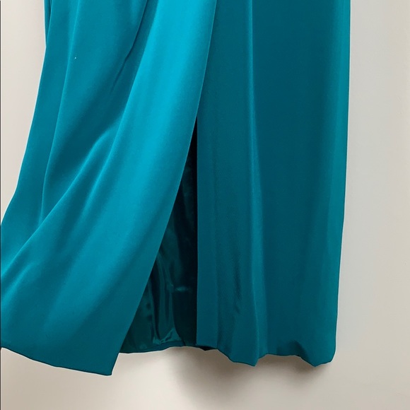 Oleg Cassini Teal Evening Dress - Picture 7 of 8